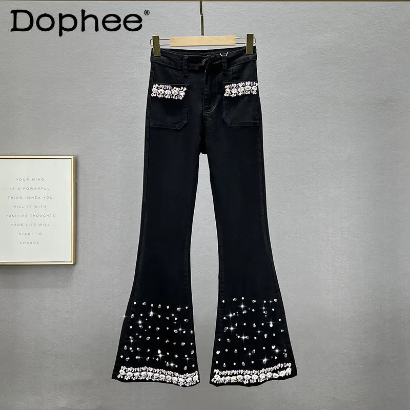 Exquisite Rhinestone Sequined Denim Bell-Bottom Pants Women 2022 New Fall Winter Stretch High Waist Slimming Blue Jeans Trousers
Exquisite Rhinestone Sequined Denim Bell-Bottom Pants Women 2022 New Fall Winter Stretch High Waist Slimming Blue Jeans Trousers