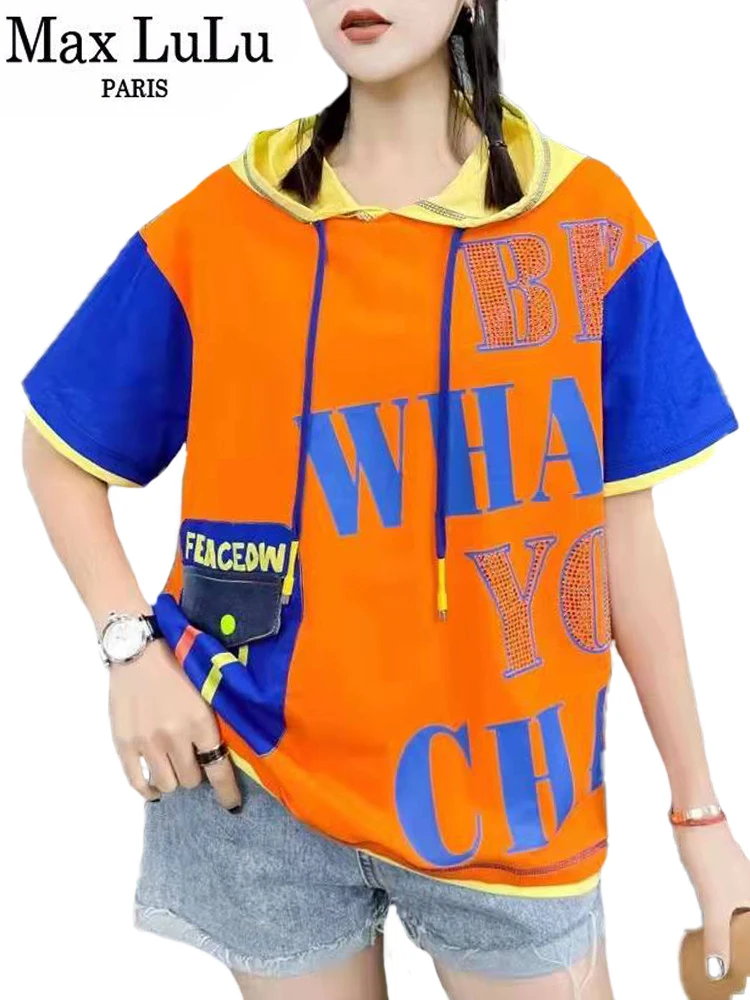 Max LuLu Summer 2022 British Vintage Womens Tops Hooded Ladies Casual Tee Shirts Punk Style Pockets T-shirts Patchwork Clothes
Max LuLu Summer 2022 British Vintage Womens Tops Hooded Ladies Casual Tee Shirts Punk Style Pockets T-shirts Patchwork Clothes