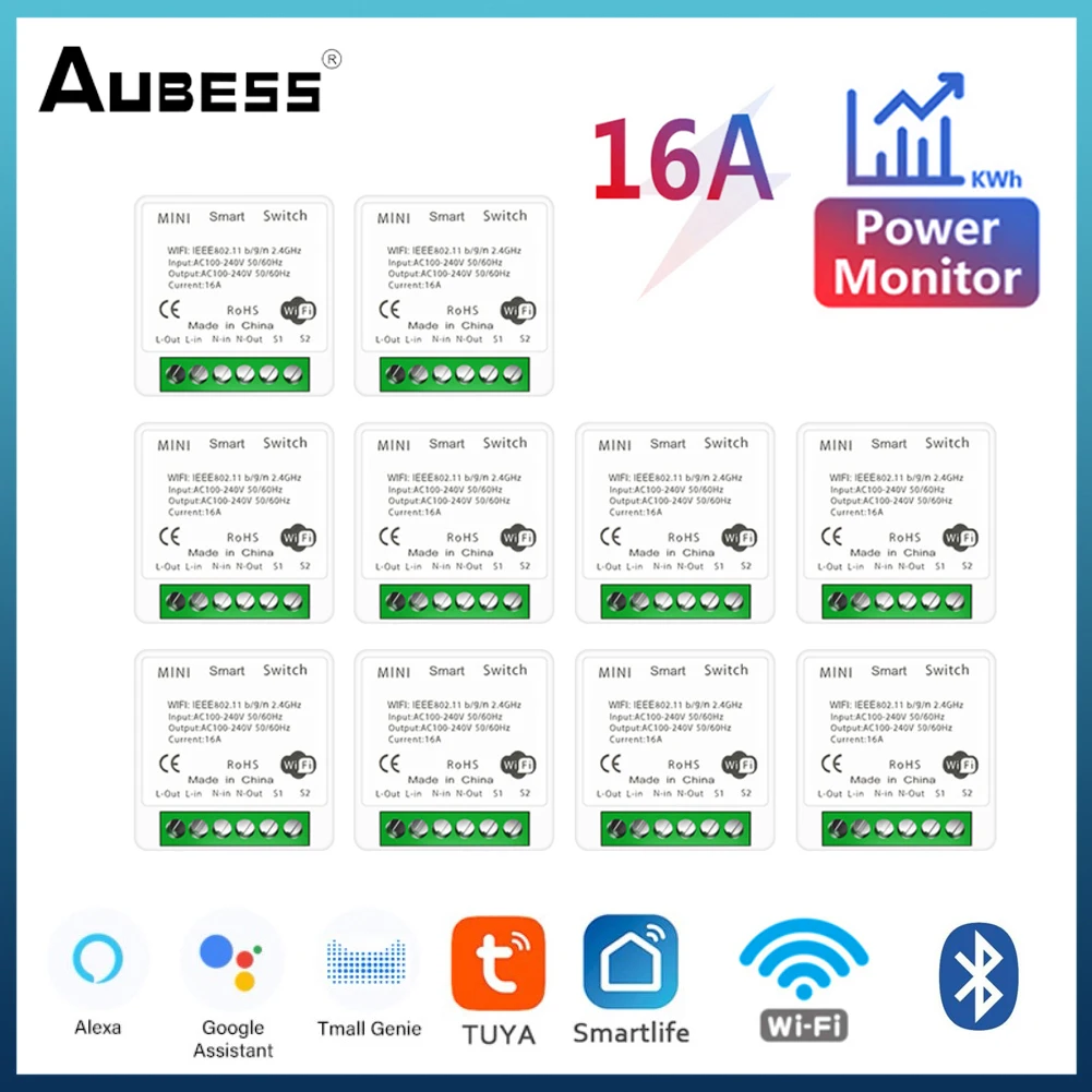 10pcs Tuya Smart Switch 16A MINI Wifi Wireless Remote Smart Switch Energy Monitor Light Controller Module For Alexa Google Home
10pcs Tuya Smart Switch 16A MINI Wifi Wireless Remote Smart Switch Energy Monitor Light Controller Module For Alexa Google Home