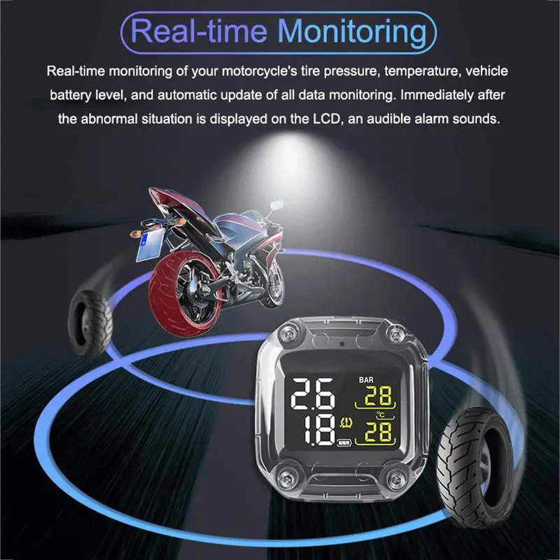 Motorcycle Tire Pressure Digital Gauge Motorbike Tire Temperature Alarm Sensor Universal Bike Tire Pressure Monitoring System
Motorcycle Tire Pressure Digital Gauge Motorbike Tire Temperature Alarm Sensor Universal Bike Tire Pressure Monitoring System