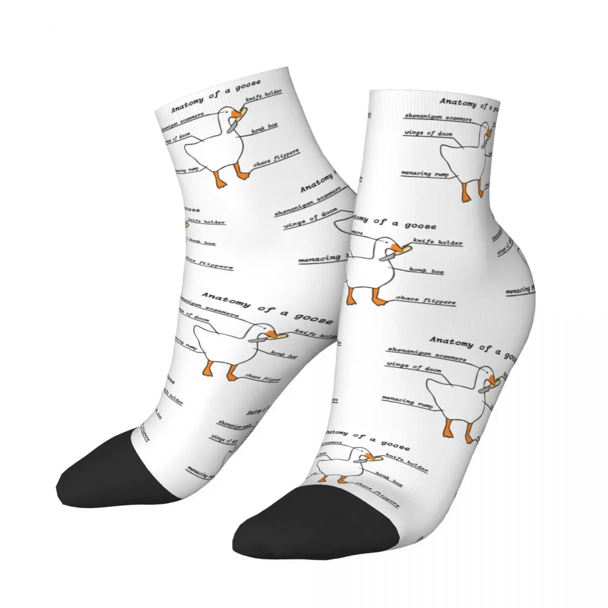 Сумасшедший дизайн, анатомия гусиных игр, спортивные короткие носки из полиэстера, низкие носки-трубы для женщин и мужчин