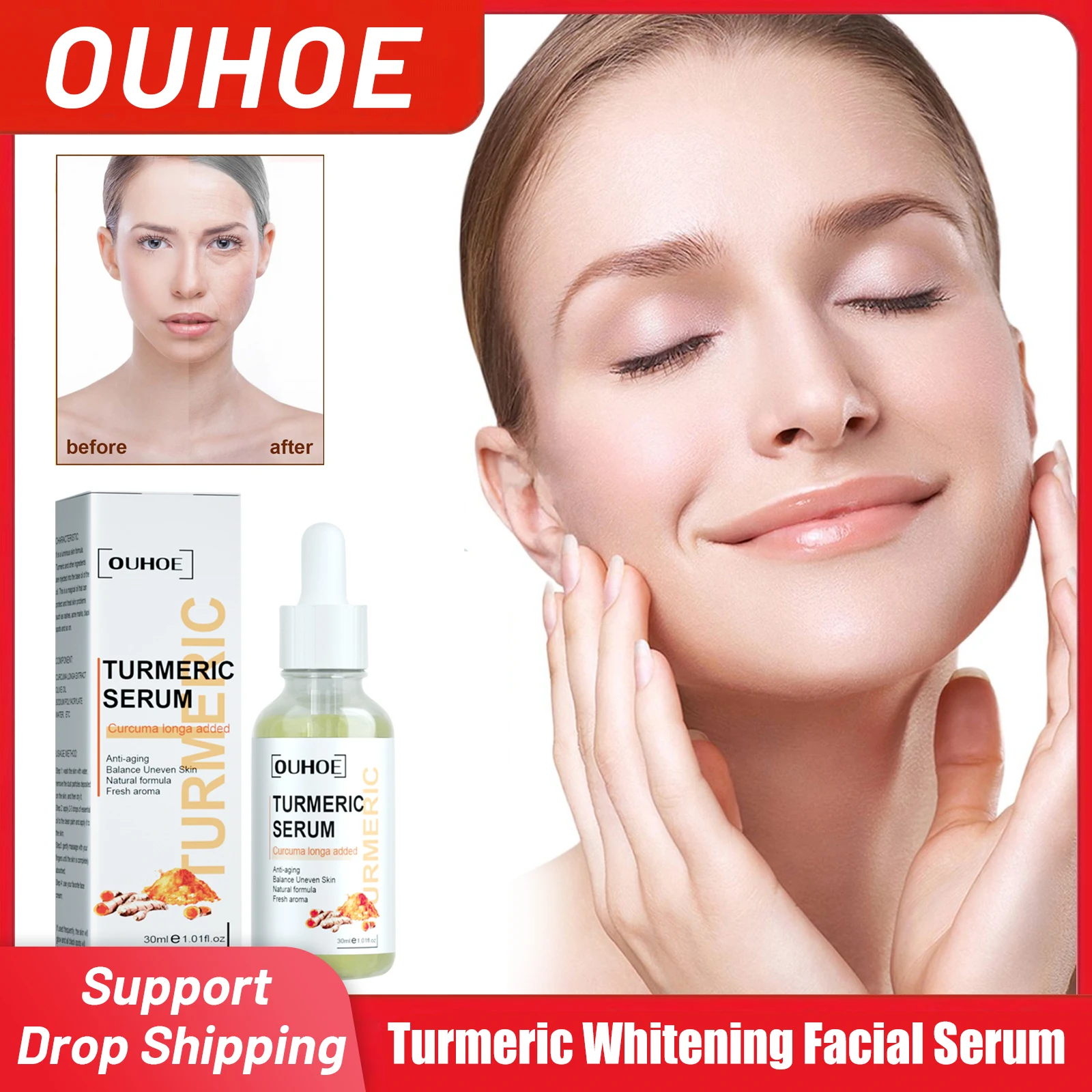 Turmeric Whitening Facial Serum Fade Dark Spots Melasma Removal Freckle Melanin Correcting Brighten Moisturizing Essence 30ml
Turmeric Whitening Facial Serum Fade Dark Spots Melasma Removal Freckle Melanin Correcting Brighten Moisturizing Essence 30ml