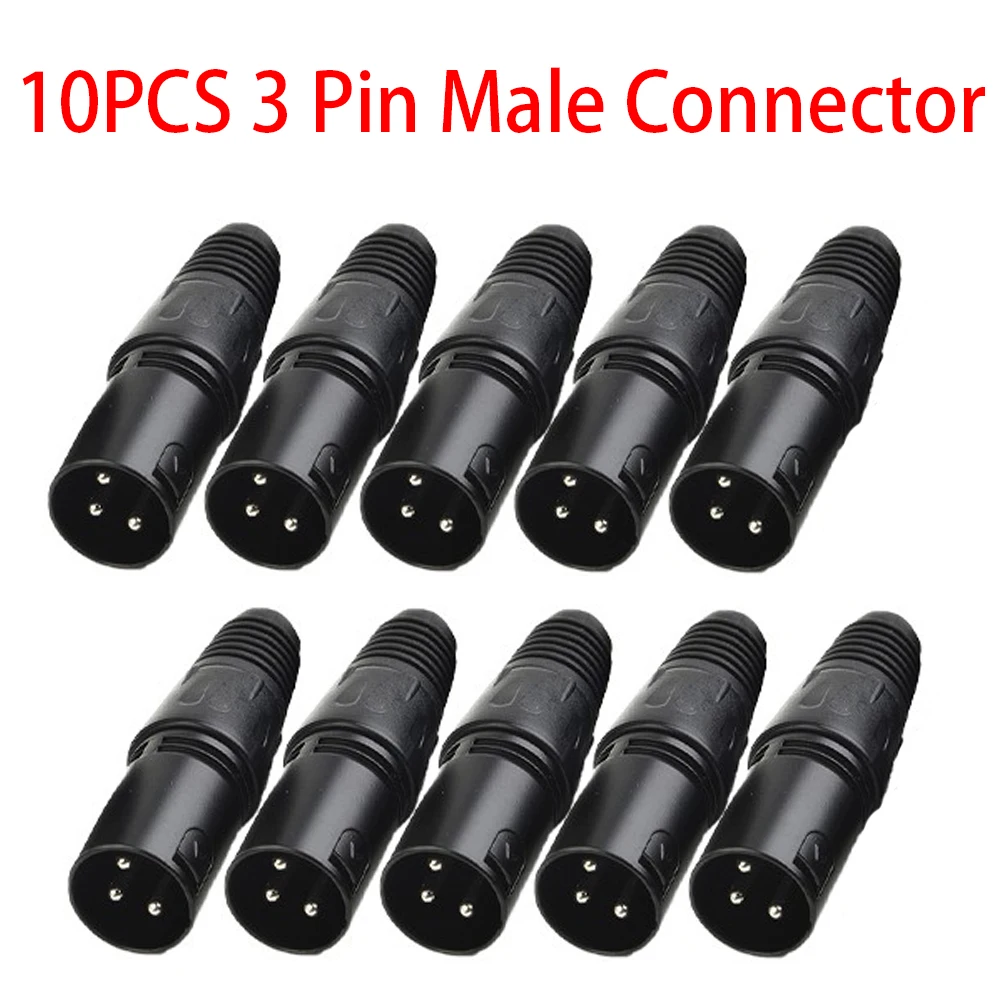 10pcs XLR DMX 3 Pin Male Connectors Microphone Audio Cables Plug Connectors MIC Snake Plug Cable Connector
10pcs XLR DMX 3 Pin Male Connectors Microphone Audio Cables Plug Connectors MIC Snake Plug Cable Connector