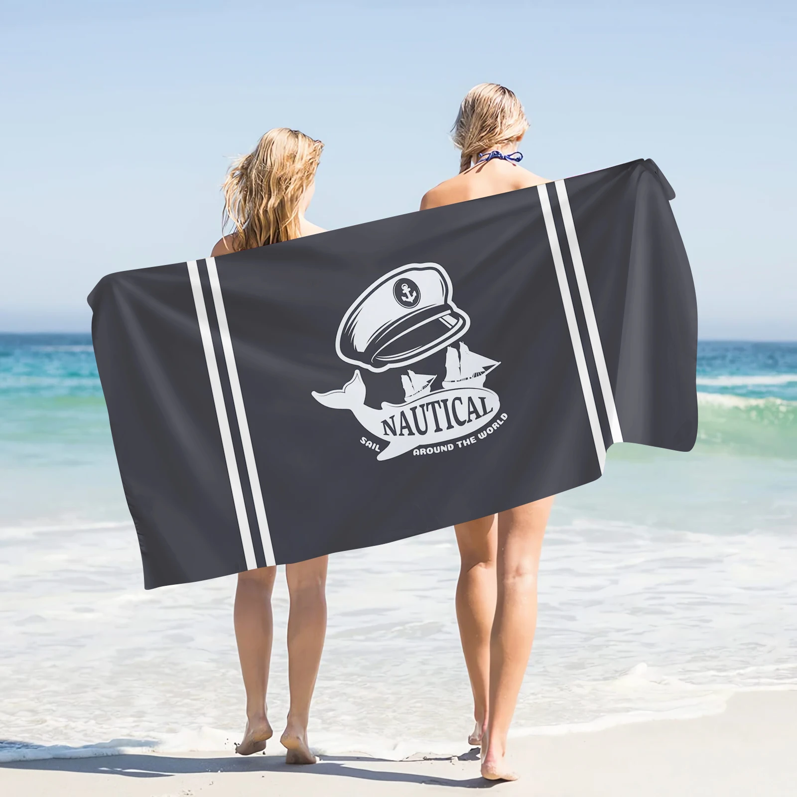 

Пляжное полотенце, шапка капитана, морская тема, индивидуальное имя, настраиваемый текст, банное полотенце для бассейна, кемпинга, путешествий, для женщин и мужчин