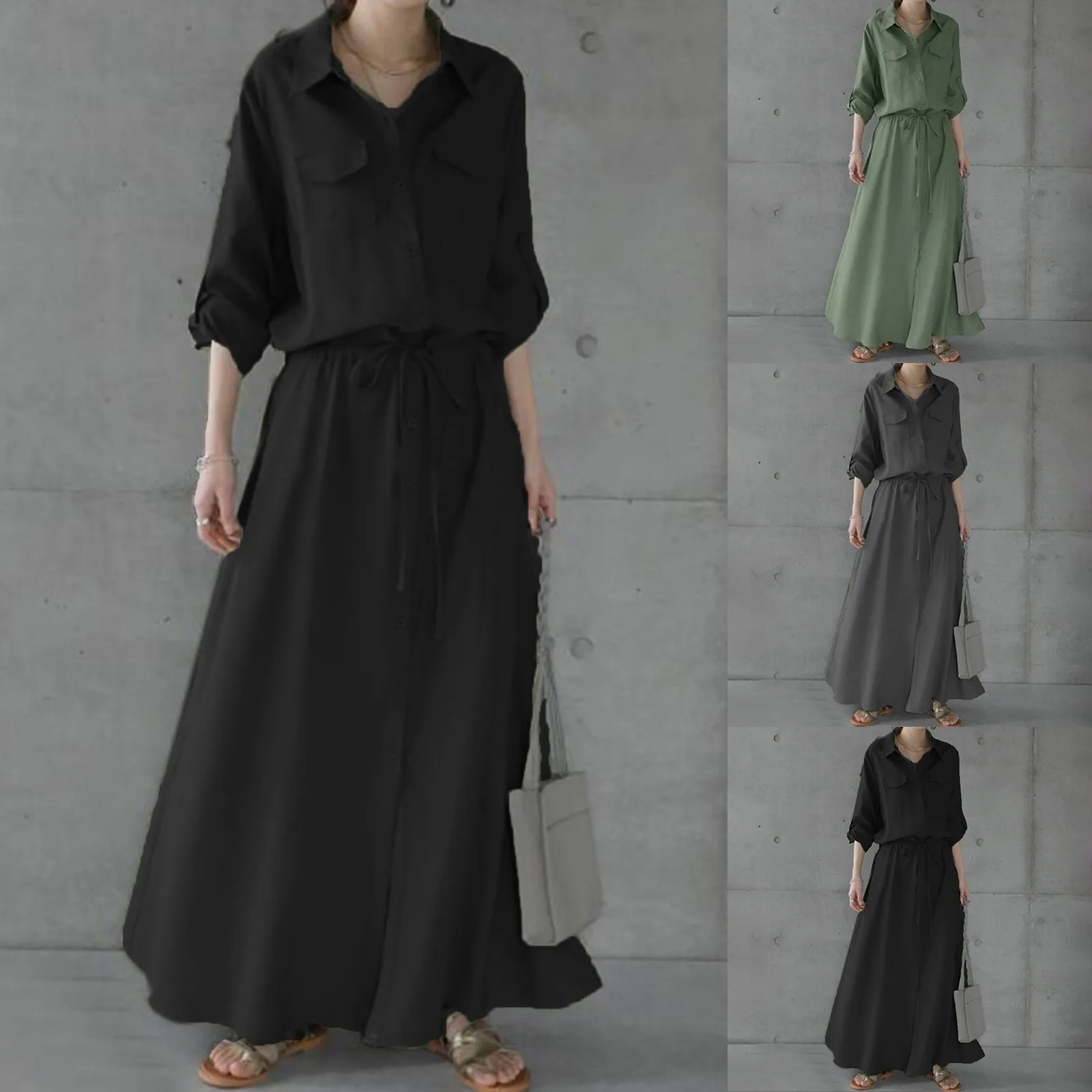 Женское платье-рубашка на пуговицах, с V-образным вырезом
Женское платье-рубашка на пуговицах, с V-образным вырезом