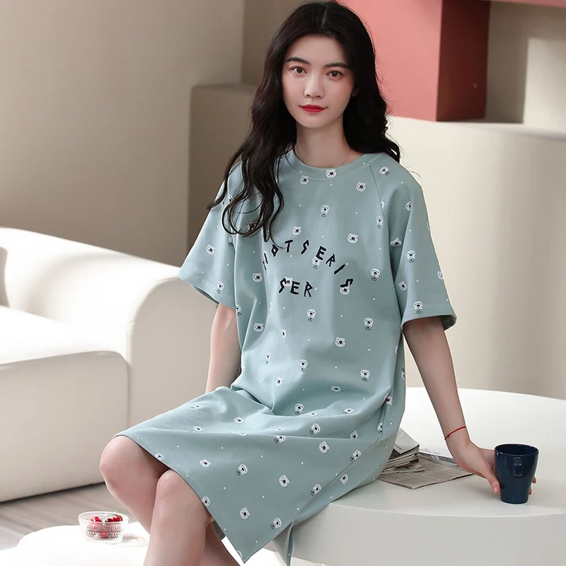 2022 New Summer Plus Size Short Sleeve Cotton Print Student Nightgowns Women Korean Sleepwear Night Dress Nightdress Home Nighty
2022 New Summer Plus Size Short Sleeve Cotton Print Student Nightgowns Women Korean Sleepwear Night Dress Nightdress Home Nighty