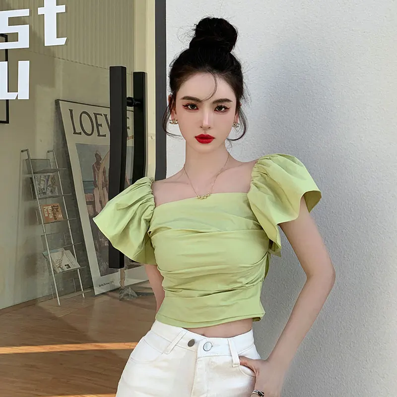 Cotton Slim Fit Women's T-shirt Summer Casual Top Solid Short Puff Sleeve 2022 New Tees Fashion Female T Shirt Backless Female 
Cotton Slim Fit Women's T-shirt Summer Casual Top Solid Short Puff Sleeve 2022 New Tees Fashion Female T Shirt Backless Female