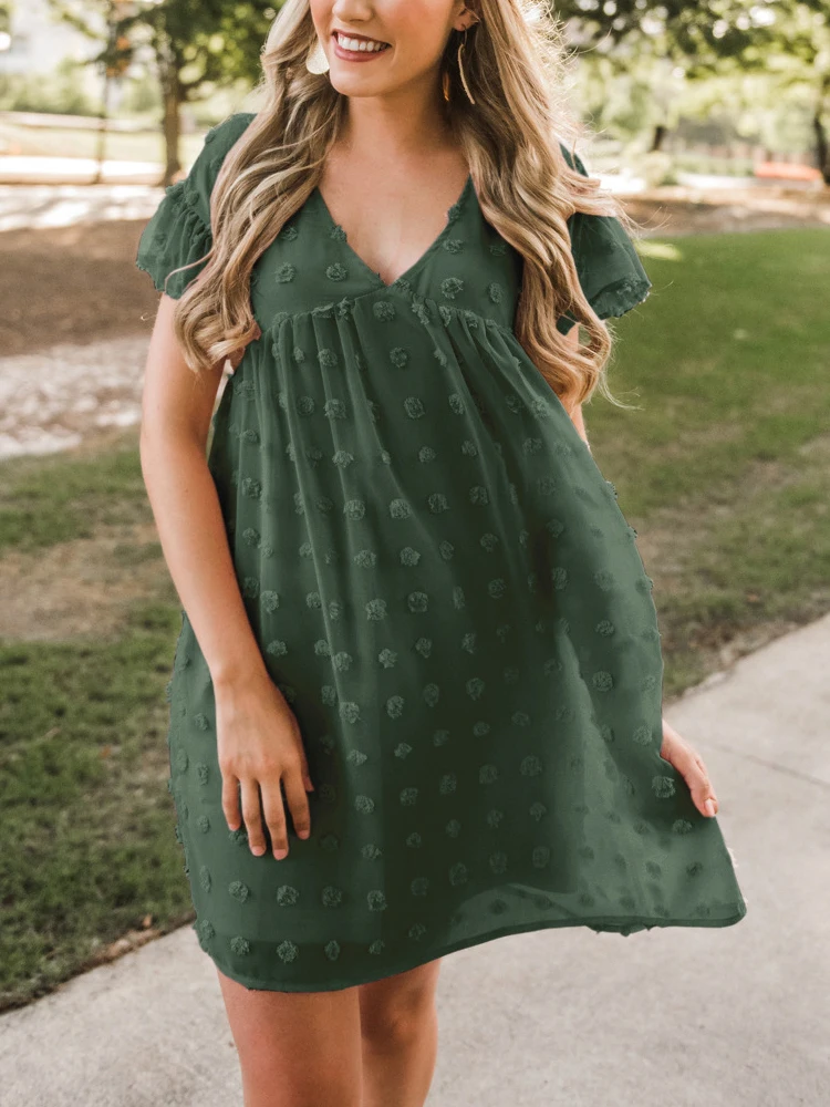 Sweet Design Spring Summer Ruffle Dress Elegant Women Polka Dot High Waist Loose A-Line Dress Casual Solid V-Neck Beach Dresses
Sweet Design Spring Summer Ruffle Dress Elegant Women Polka Dot High Waist Loose A-Line Dress Casual Solid V-Neck Beach Dresses
