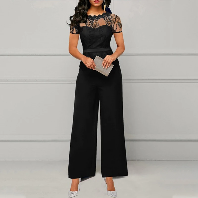 Plus Size New Fashion O-neck Lace Hollow Out Jumpsuits For Women Office Lady Jumpsuit Spring Autumn Bodysuit Vestidos Para Mujer
Plus Size New Fashion O-neck Lace Hollow Out Jumpsuits For Women Office Lady Jumpsuit Spring Autumn Bodysuit Vestidos Para Mujer