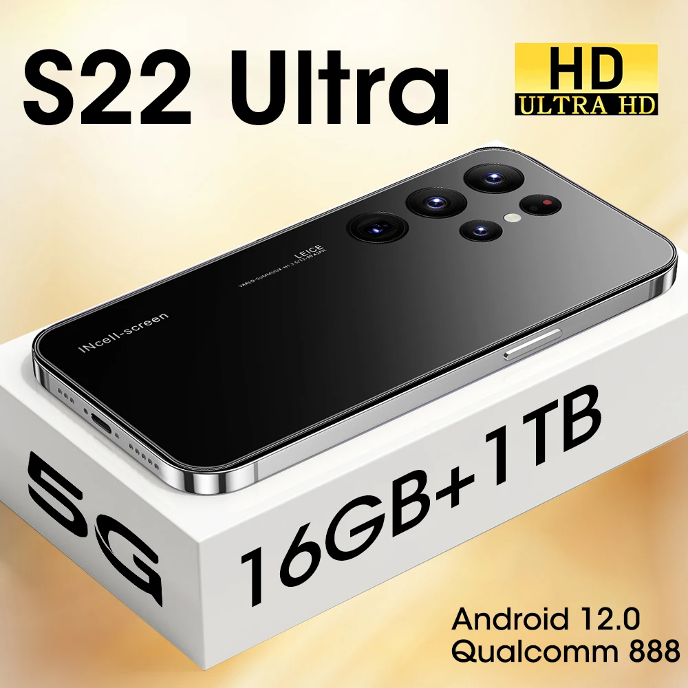 S22 Ultra Smartphone 6.8 inch 16GB 1TB Cell Phone Unlocked Mobile Phones Android 12 Global Version 5G Phone Celulares
S22 Ultra Smartphone 6.8 inch 16GB 1TB Cell Phone Unlocked Mobile Phones Android 12 Global Version 5G Phone Celulares