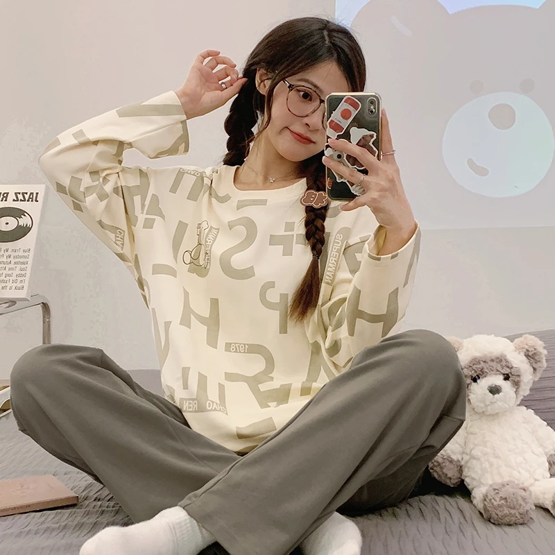 Autumn Pajamas Sweet Sleepwear Long sleeves Casual wear Outfit Homewear For Women Young Girl
Autumn Pajamas Sweet Sleepwear Long sleeves Casual wear Outfit Homewear For Women Young Girl
