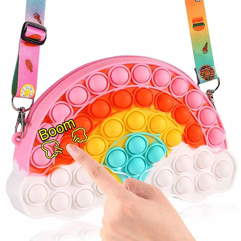 Rainbow Cloud Popete Bubble Bag Fidget Toy Shoulder Bag Kids & Adults Stress Anxiety Relief Gifts Shoulder Bag For Girls Purse
Rainbow Cloud Popete Bubble Bag Fidget Toy Shoulder Bag Kids & Adults Stress Anxiety Relief Gifts Shoulder Bag For Girls Purse