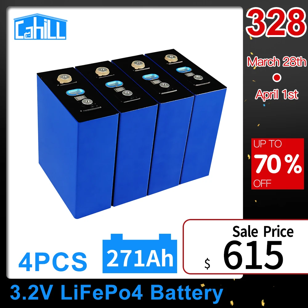 Cahill 4PCS 3.2V 271AH Brand New Grade A Rechargeable Batteries High Capacity for Electric Power Golf Trolley EU US TAX FREE
Cahill 4PCS 3.2V 271AH Brand New Grade A Rechargeable Batteries High Capacity for Electric Power Golf Trolley EU US TAX FREE