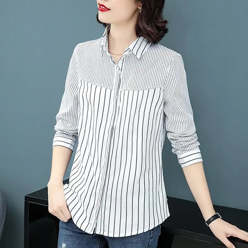 Striped long sleeve blouse shirt female spring and autumn 2022 new spring and autumn fashion loose thin bottoming shirt tops
Striped long sleeve blouse shirt female spring and autumn 2022 new spring and autumn fashion loose thin bottoming shirt tops