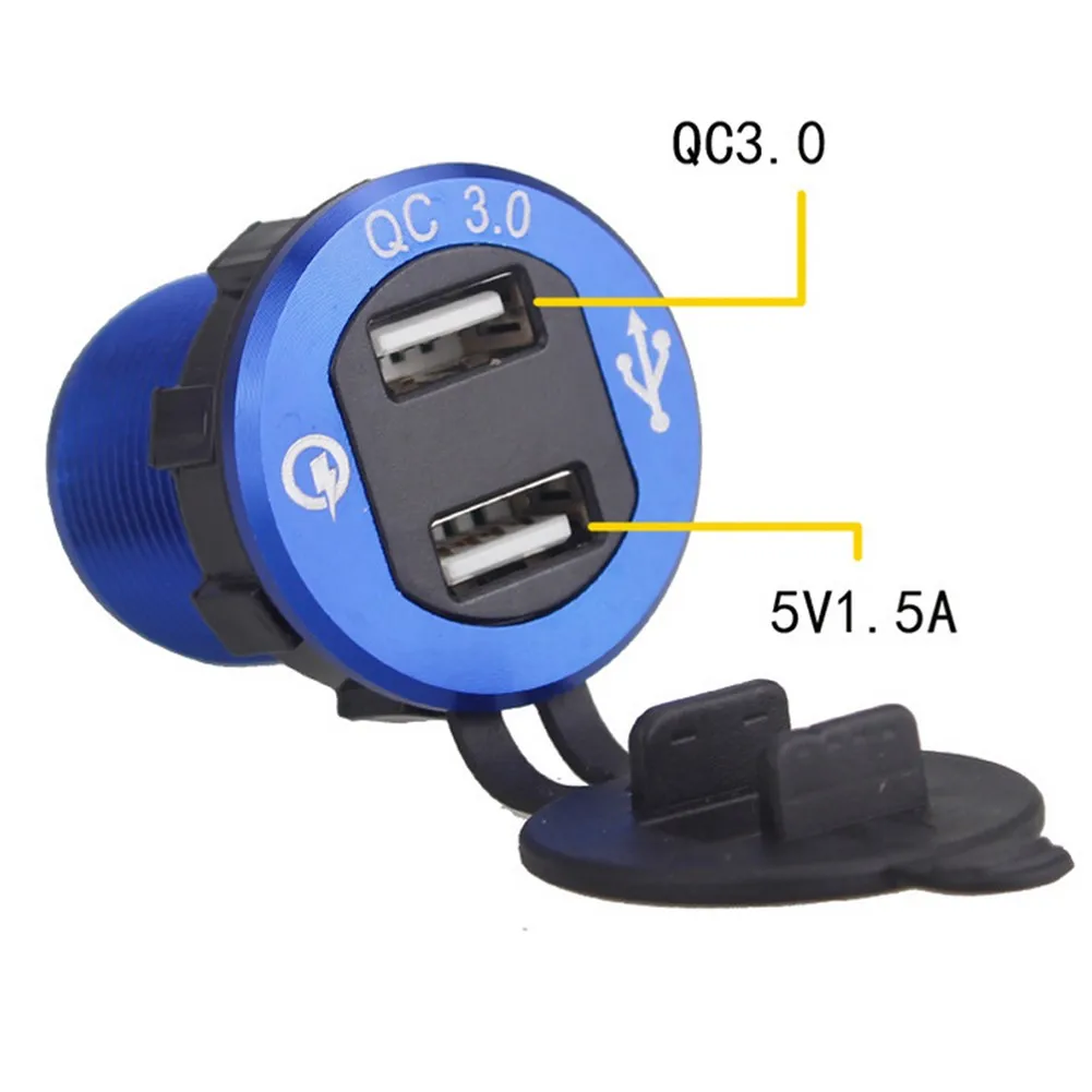 Синее Зарядное устройство USB, двойной Быстрый светодиодный вольтметр QC3.0 + 1,5 А, водонепроницаемый 12-24 В
Синее Зарядное устройство USB, двойной Быстрый светодиодный вольтметр QC3.0 + 1,5 А, водонепроницаемый 12-24 В