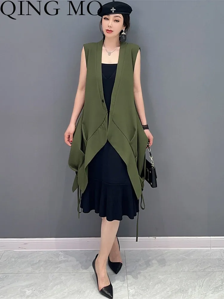QING MO 2023 Spring Summer New Korean Fashion Trend Sleeveless Vest Medium And Long Coat Casual Women ZXF1872
QING MO 2023 Spring Summer New Korean Fashion Trend Sleeveless Vest Medium And Long Coat Casual Women ZXF1872