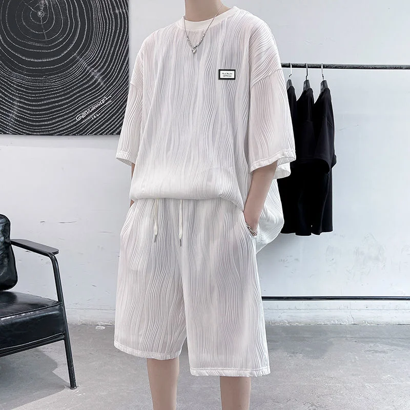 Ice Silk Men's Oversized T-shirt Shorts Sets Fashion Harajuku Summer Male Suit Short Sleeve Loose Casual Clothing
Ice Silk Men's Oversized T-shirt Shorts Sets Fashion Harajuku Summer Male Suit Short Sleeve Loose Casual Clothing