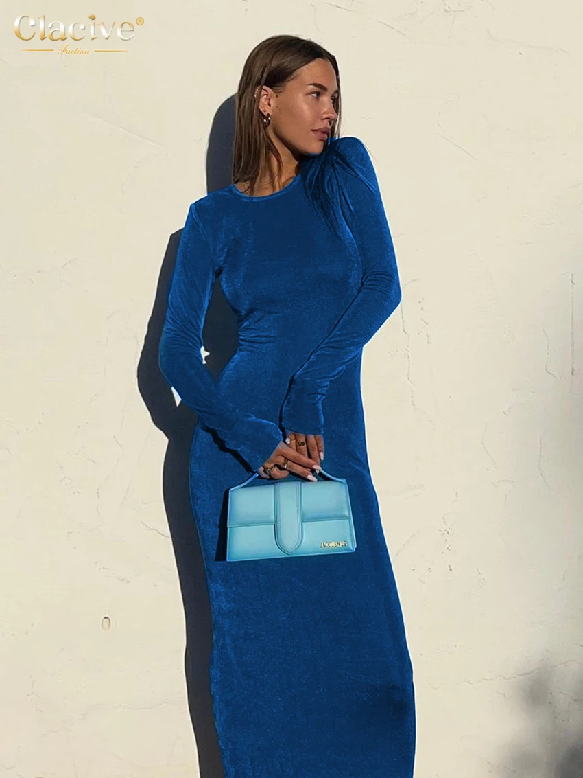 Clacive Bodycon Blue Velvet Women's Dress 2023 Fashion O-neck Long Sleeve Maxi Dress Ladies Elegant Slim Backless Party Dresses
Clacive Bodycon Blue Velvet Women's Dress 2023 Fashion O-neck Long Sleeve Maxi Dress Ladies Elegant Slim Backless Party Dresses
