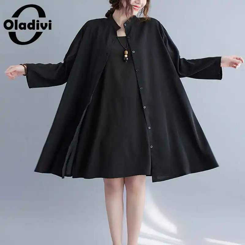 Oladivi Oversized Long Sleeve Women Solid Color Black Blouses Summer 2022 New Casual Loose Top Laides Long Shirts Blusas 5XL 6XL
Oladivi Oversized Long Sleeve Women Solid Color Black Blouses Summer 2022 New Casual Loose Top Laides Long Shirts Blusas 5XL 6XL