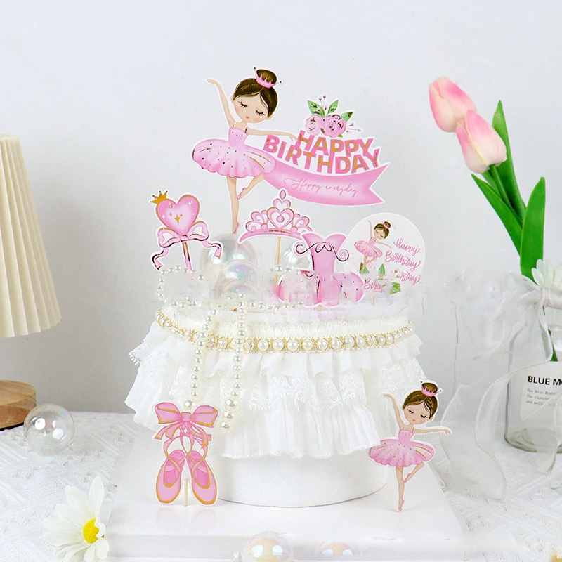 

7PCS/Set Ballerina Dancing Girl Cupcake Toppers Ballet Girl Cake Picks Cupcake Decoration for Wedding Bridal Birthday Party
