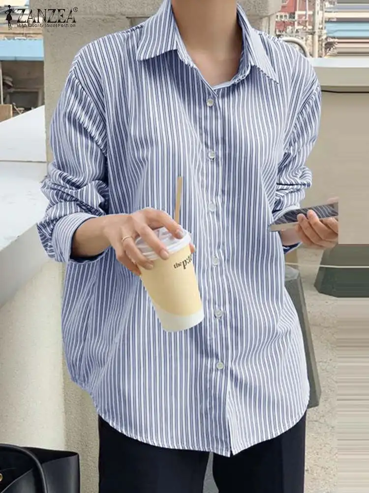 Fashion Stripe Shirts For Women ZANZEA Summer Long Sleeve Lapel Neck Blouse Causal Work Tops Lady Office Shirt OL Busas Femme
Fashion Stripe Shirts For Women ZANZEA Summer Long Sleeve Lapel Neck Blouse Causal Work Tops Lady Office Shirt OL Busas Femme