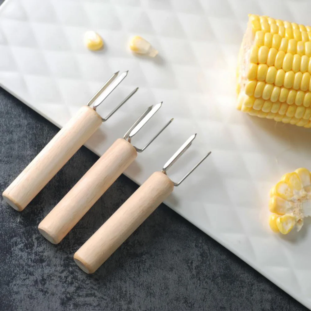 3Pcs Stainless Steel Corn Forks Wood Handle Corn Forks Corn on The Cob Holder Corn Grilling Fork Barbecue Supplies 
3Pcs Stainless Steel Corn Forks Wood Handle Corn Forks Corn on The Cob Holder Corn Grilling Fork Barbecue Supplies