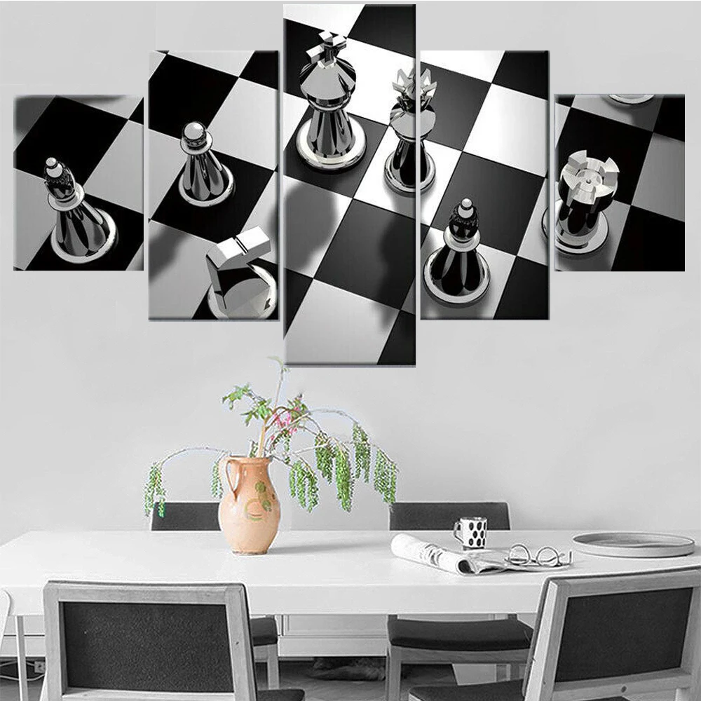 5 Pieces Wall Art Canvas Poster Black And White Chess Deocr Painting Living Room Wallpaper Bedroom Picture Print Home Decorative
5 Pieces Wall Art Canvas Poster Black And White Chess Deocr Painting Living Room Wallpaper Bedroom Picture Print Home Decorative