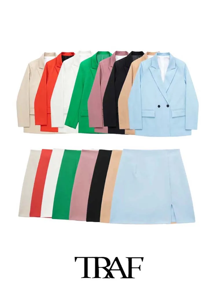 TRAF 2Pcs Women's Skirts Blazer Suits 2022 Double-breasted Blazer+Hem Slit Skirt Office Outfits Long Sleeve Blazer Coats
TRAF 2Pcs Women's Skirts Blazer Suits 2022 Double-breasted Blazer+Hem Slit Skirt Office Outfits Long Sleeve Blazer Coats
