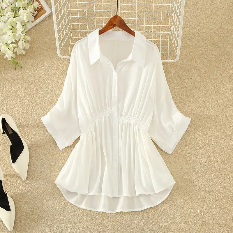 2022 Women's Summer Fashion Korean Solid Color Chiffon Shirts Female Loose Blouses Ladies Single Breasted Casual Shirts Y236
2022 Women's Summer Fashion Korean Solid Color Chiffon Shirts Female Loose Blouses Ladies Single Breasted Casual Shirts Y236