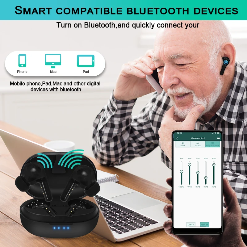 Wireless Bluetooth Hearing Aids Rechargeable Tone Sound Amplifier High Power Fashion Ear Hearing Aid Moderate to Severe Loss
Wireless Bluetooth Hearing Aids Rechargeable Tone Sound Amplifier High Power Fashion Ear Hearing Aid Moderate to Severe Loss