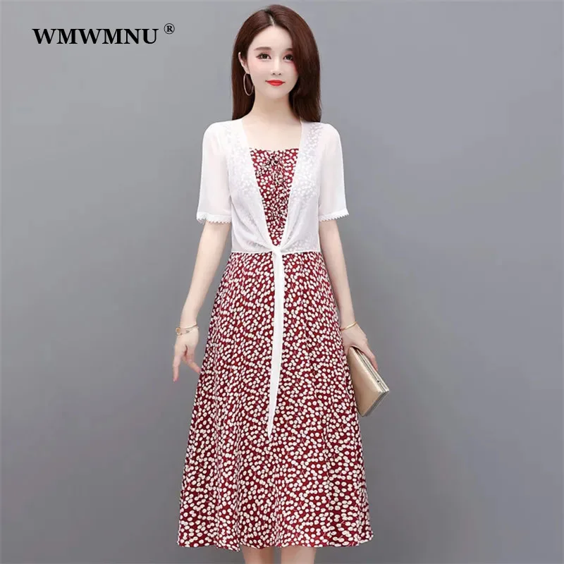 Summer 2022 Women's Fashion 2 Piece Set Chiffon Print Sundress Fashion Sleeveless a-Line Dress And Blouse Vacation Beach Outfits
Summer 2022 Women's Fashion 2 Piece Set Chiffon Print Sundress Fashion Sleeveless a-Line Dress And Blouse Vacation Beach Outfits