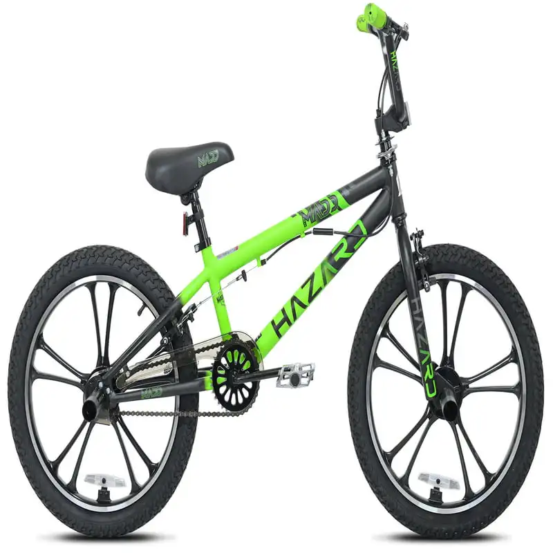 

Maddgear 20" Hazard Wheel Boy's BMX Bike, Green and Black For Age 4-10 Boys and Girls Before School Gift