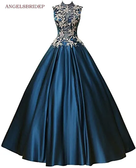High-Neck Ball Gown Quinceanera Dresses For 15 Party Formal Applique Satin Masquerade Birthday Gowns
High-Neck Ball Gown Quinceanera Dresses For 15 Party Formal Applique Satin Masquerade Birthday Gowns