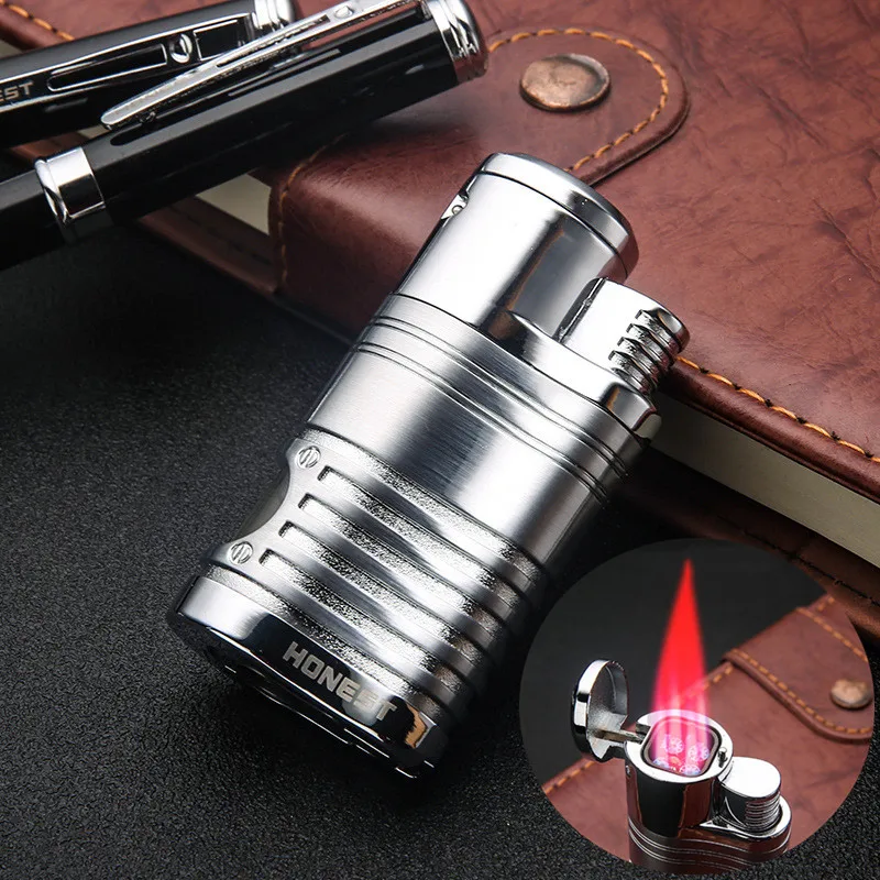 Strong Red 4 Flame Windproof Cigarette Lighter Butane Gas Visible Window Jet Lighter Smoking Belt Cigar Cutter Gadget for Men
Strong Red 4 Flame Windproof Cigarette Lighter Butane Gas Visible Window Jet Lighter Smoking Belt Cigar Cutter Gadget for Men
