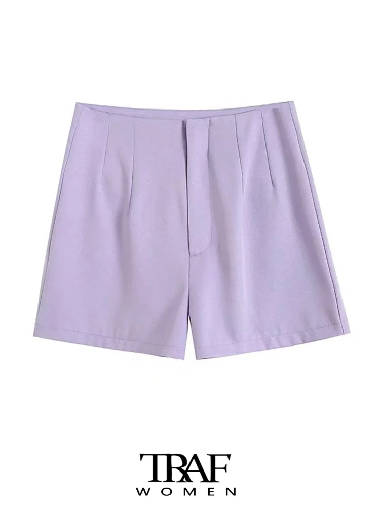 TRAF Women Fashion Front Pleated Shorts Vintage High Waist Zipper Fly Female Short Pants Mujer 
TRAF Women Fashion Front Pleated Shorts Vintage High Waist Zipper Fly Female Short Pants Mujer