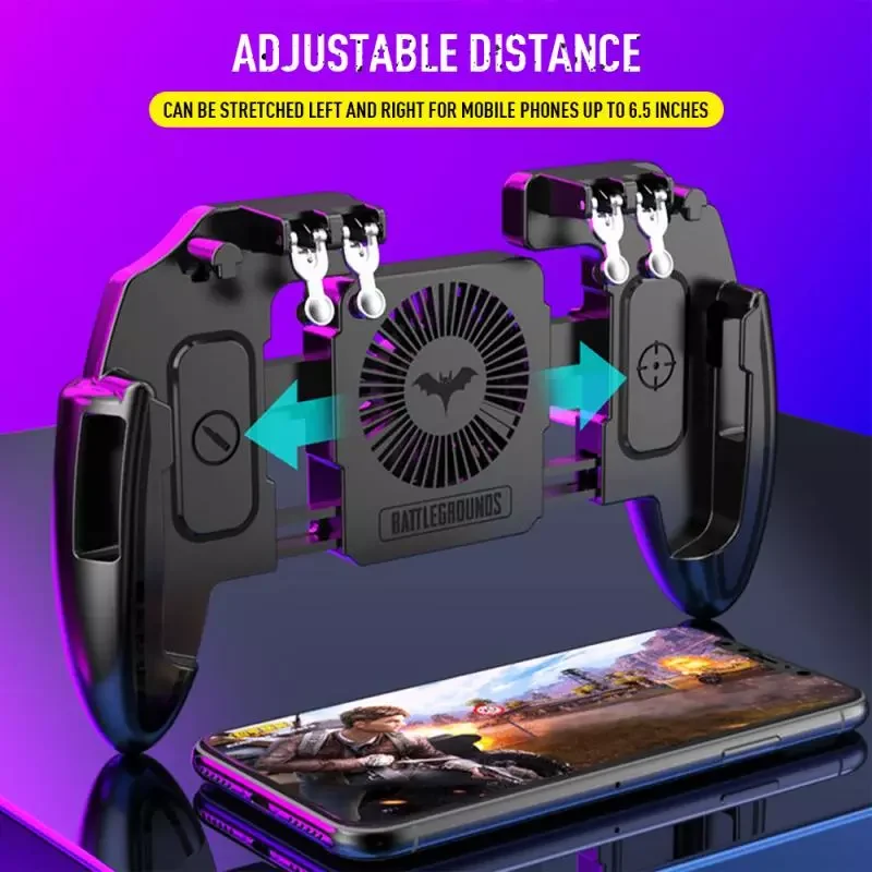 M11 Six Finger PUBG Game Controller Gamepad Trigger Shooting Free Fire Cooling Fan Gamepad Joystick for IOS Android Mobile Phone
M11 Six Finger PUBG Game Controller Gamepad Trigger Shooting Free Fire Cooling Fan Gamepad Joystick for IOS Android Mobile Phone