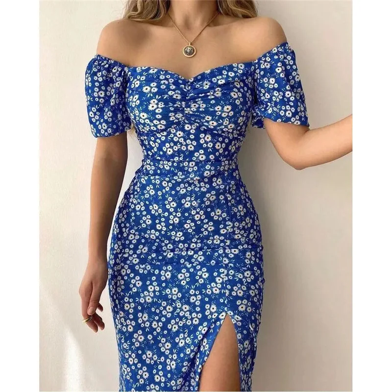 Elegant Hem Split Floral Print Dress for Women Summer Dresses 2022 New Strapless Slash Neck Zip Slim Skinny Pack Hip Midi Dress 
Elegant Hem Split Floral Print Dress for Women Summer Dresses 2022 New Strapless Slash Neck Zip Slim Skinny Pack Hip Midi Dress