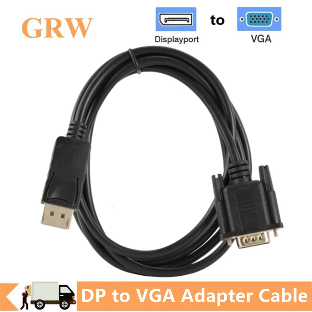 

Кабель-адаптер Grwibeou DisplayPort DP-VGA, кабель-преобразователь папа-папа 1,8 м для ПК, ноутбука, проектора монитора HDTV