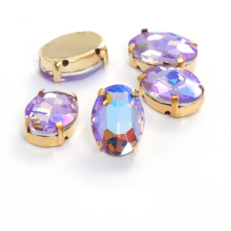 20pcs/Bag Wholesale Violet AB Color Oval Shape Sewing Crystal Glass Rhinestones With Gold Claw For Wedding Dress Jewelry Making
20pcs/Bag Wholesale Violet AB Color Oval Shape Sewing Crystal Glass Rhinestones With Gold Claw For Wedding Dress Jewelry Making
