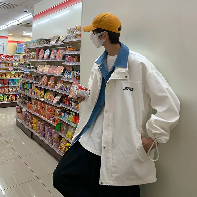 Spring Men's Jacket Fashion Loose Lapel Trend Fake Two-piece Coat 2022 Casual Male Jacket Korean Men Clothing Chaquetas Hombres
Spring Men's Jacket Fashion Loose Lapel Trend Fake Two-piece Coat 2022 Casual Male Jacket Korean Men Clothing Chaquetas Hombres