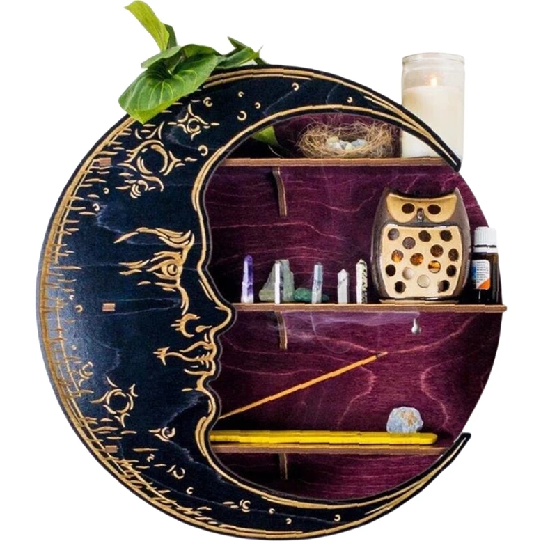 NOVESIXT Wall Mounted Crystal Display Moon Shelf Wall Decor Wood Shelves Boho Decor Crystals Holder for Essential Oil Shelf
NOVESIXT Wall Mounted Crystal Display Moon Shelf Wall Decor Wood Shelves Boho Decor Crystals Holder for Essential Oil Shelf