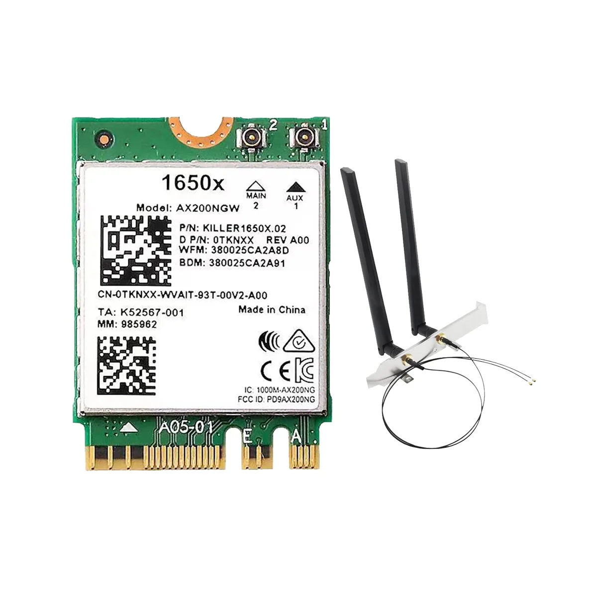 For Intel 1650X WiFi Card+8DB Antenna Kit AX200NGW 3000Mbps 2.4G 5G WiFi 6+BT 5.1 Gigabit Wireless Card for Win11
For Intel 1650X WiFi Card+8DB Antenna Kit AX200NGW 3000Mbps 2.4G 5G WiFi 6+BT 5.1 Gigabit Wireless Card for Win11