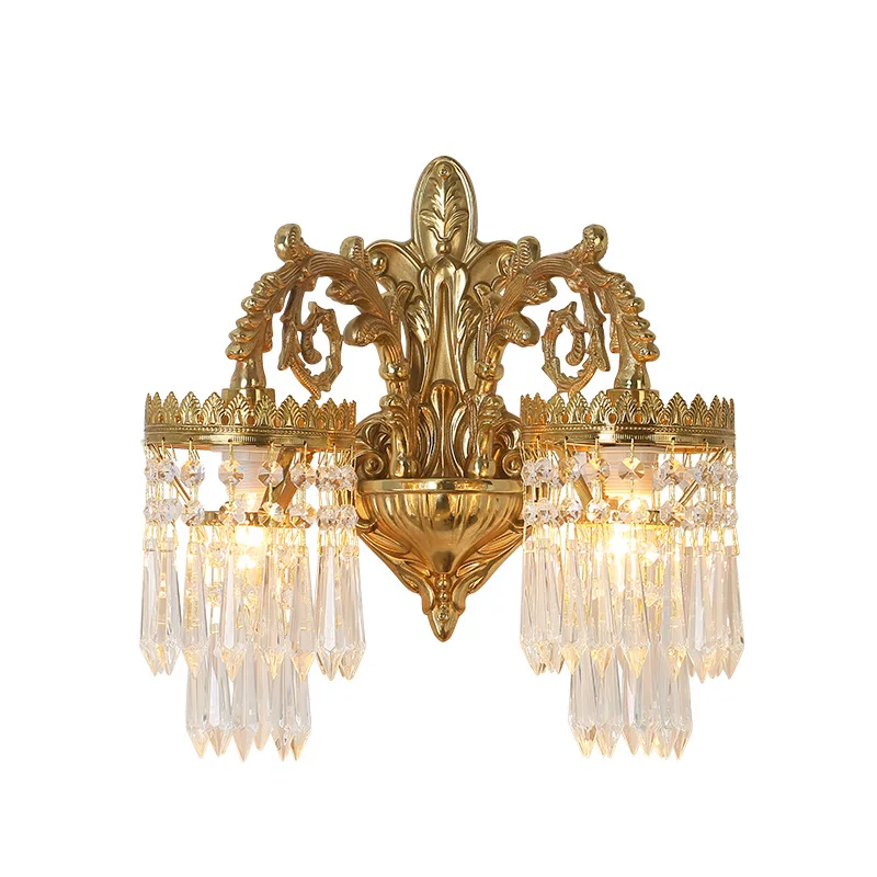 European classic all-copper luxury crystal wall lamp living room bedroom bedside light hotel aisle brass decorative lamp
European classic all-copper luxury crystal wall lamp living room bedroom bedside light hotel aisle brass decorative lamp