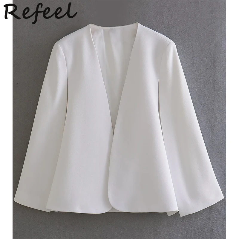 Refeel Loose Cardigan Open Blazer Pure White Fashion Designer Special Cut Elegant Coat Streetwear Female Outerwear Chic Top
Refeel Loose Cardigan Open Blazer Pure White Fashion Designer Special Cut Elegant Coat Streetwear Female Outerwear Chic Top