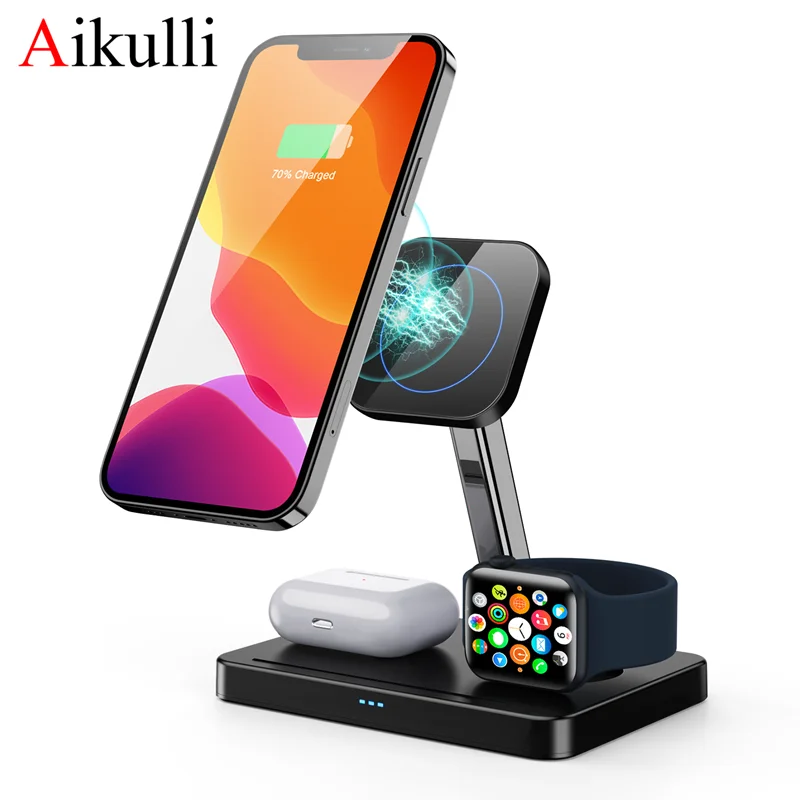 3 in 1 Magnetic Wireless Charger Stand 15W Fast Charging Station for Magsafe iPhone 14 13 12 Pro Max/Mini Apple Watch 7 AirPods
3 in 1 Magnetic Wireless Charger Stand 15W Fast Charging Station for Magsafe iPhone 14 13 12 Pro Max/Mini Apple Watch 7 AirPods