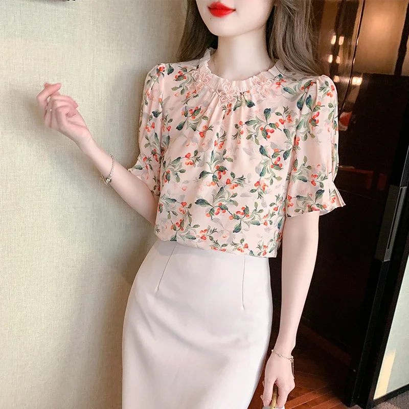Chiffon Women's Shirts Casual Prints Blouses O-neck Ladies Clothing Slim FASHION Short Sleeves Summer Tops YCMYUNYAN 
Chiffon Women's Shirts Casual Prints Blouses O-neck Ladies Clothing Slim FASHION Short Sleeves Summer Tops YCMYUNYAN