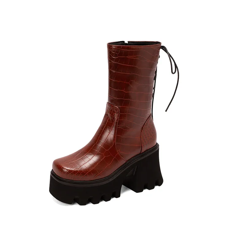 Женские ботинки на платформе со шнуровкой, на танкетке
Женские ботинки на платформе со шнуровкой, на танкетке