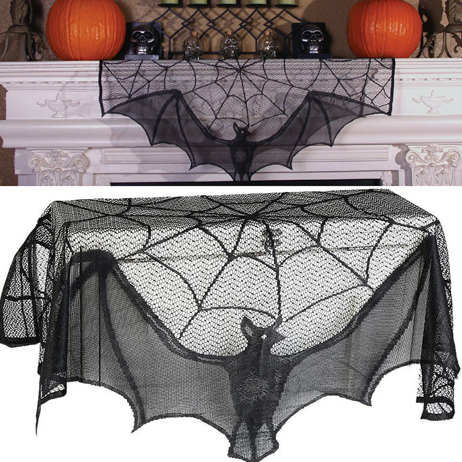 Halloween Decorative Bats Curtains Black Lace Spider Web Holiday Stove Towel Lampshade Fireplace Cloth Decor for Spooky Festival
Halloween Decorative Bats Curtains Black Lace Spider Web Holiday Stove Towel Lampshade Fireplace Cloth Decor for Spooky Festival