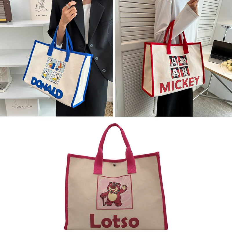 Disney Mickey Mouse Donald Duck Lotso Canvas Bag Summer 2022 New Cartoon Cute Handbag Large Capacity Student Class Shoulder Bag
Disney Mickey Mouse Donald Duck Lotso Canvas Bag Summer 2022 New Cartoon Cute Handbag Large Capacity Student Class Shoulder Bag