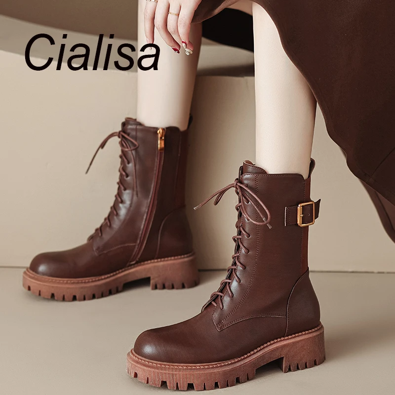 Женские сапоги до середины икры Cialisa, коричневые сапоги из натуральной кожи с ремешком и пряжкой, на среднем каблуке, демисезонные 2019
Женские сапоги до середины икры Cialisa, коричневые сапоги из натуральной кожи с ремешком и пряжкой, на среднем каблуке, демисезонные 2019